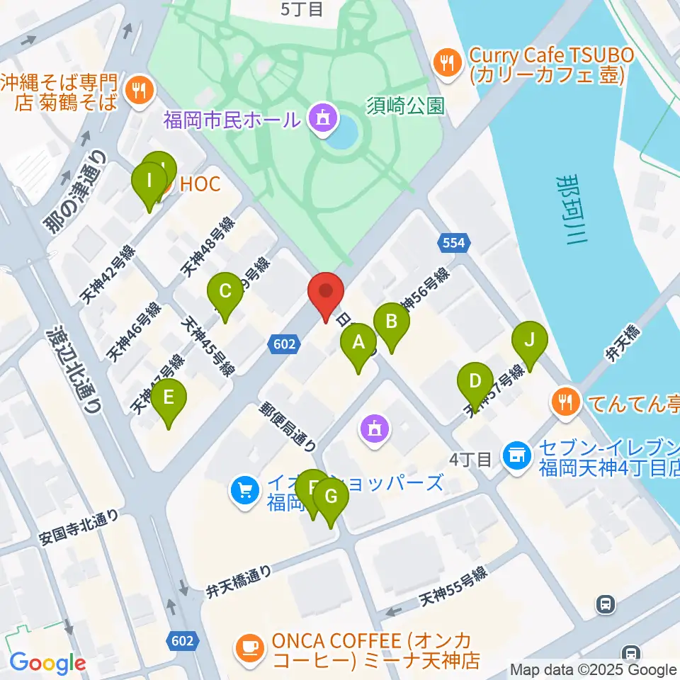 FineSound 天神店周辺のカフェ一覧地図