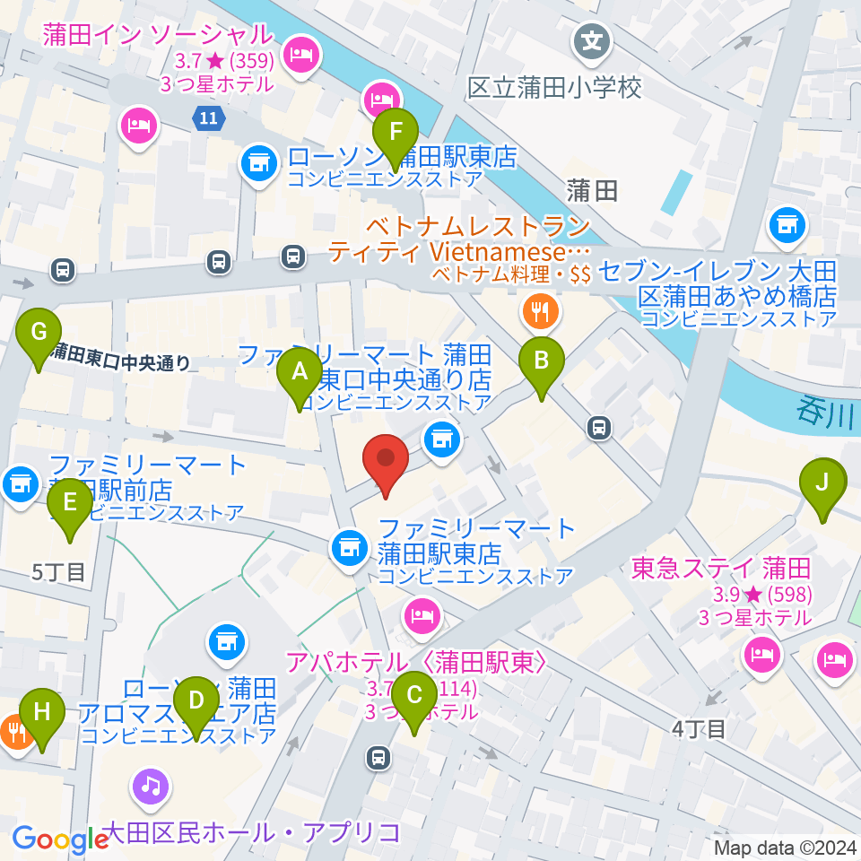 ジェイコブ音楽教室周辺のカフェ一覧地図