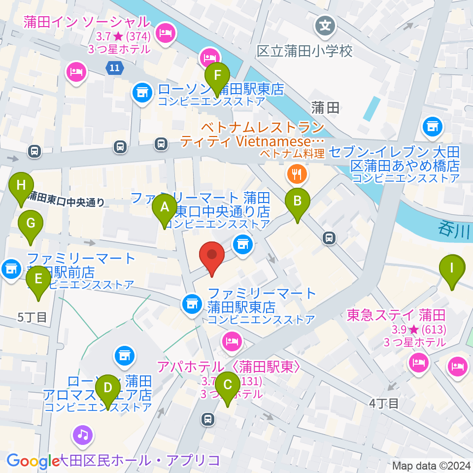 ジェイコブ音楽教室周辺のカフェ一覧地図