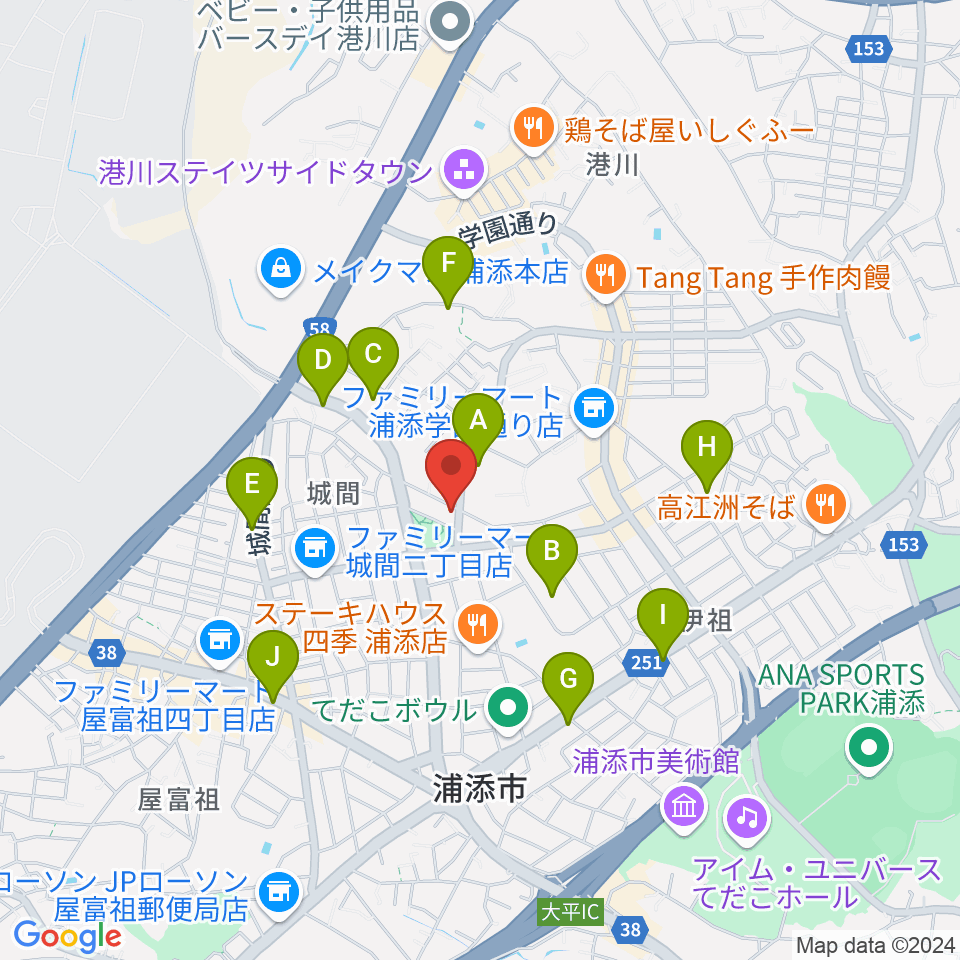 ミュージックハウス周辺のカフェ一覧地図