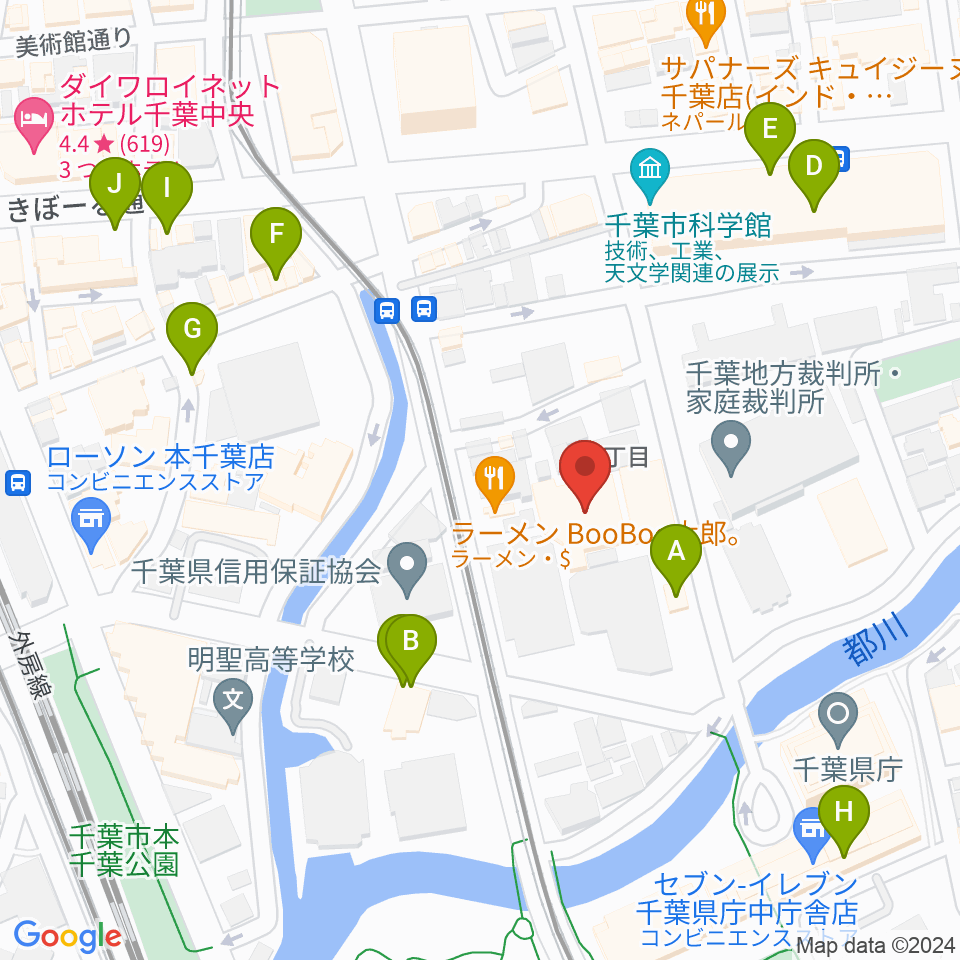 千葉県教育会館周辺のカフェ一覧地図