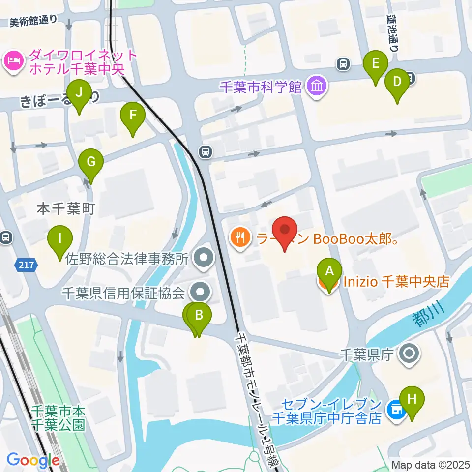 千葉県教育会館周辺のカフェ一覧地図