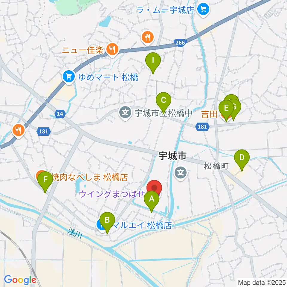 ウイングまつばせ周辺のカフェ一覧地図