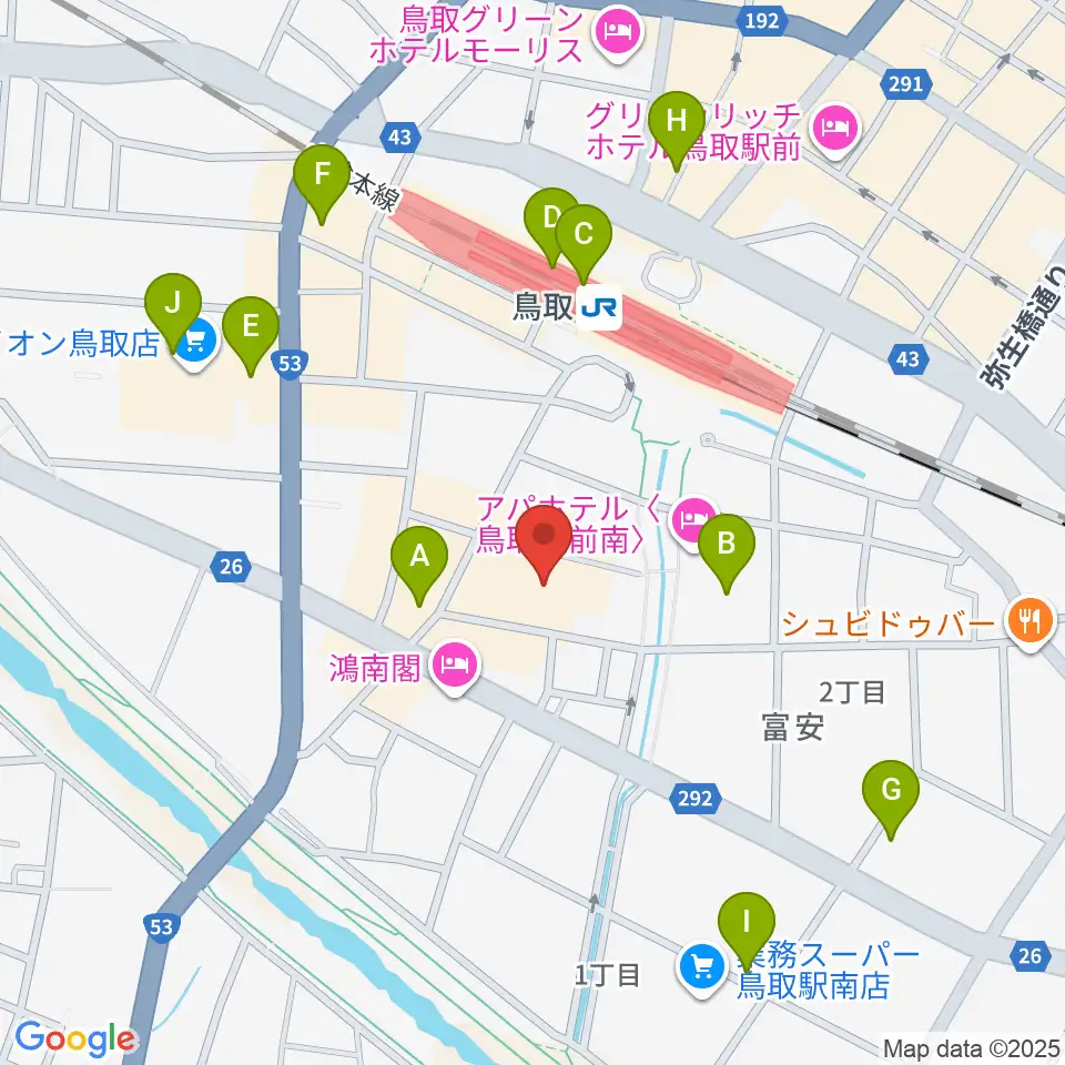 鳥取県立生涯学習センター 県民ふれあい会館周辺のカフェ一覧地図