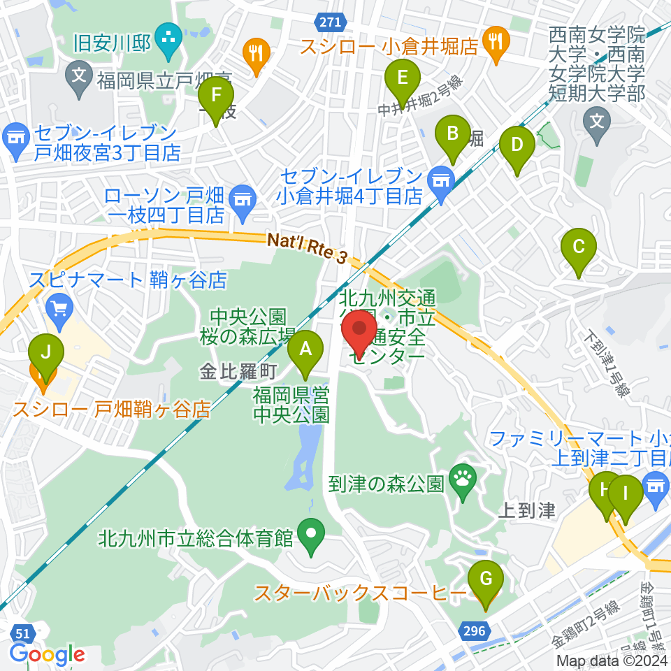 北九州パレス周辺のカフェ一覧地図