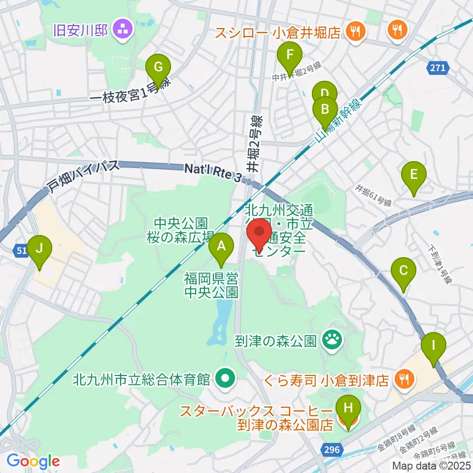 北九州パレス周辺のカフェ一覧地図