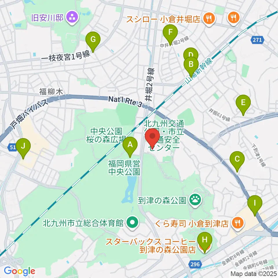 北九州パレス周辺のカフェ一覧地図