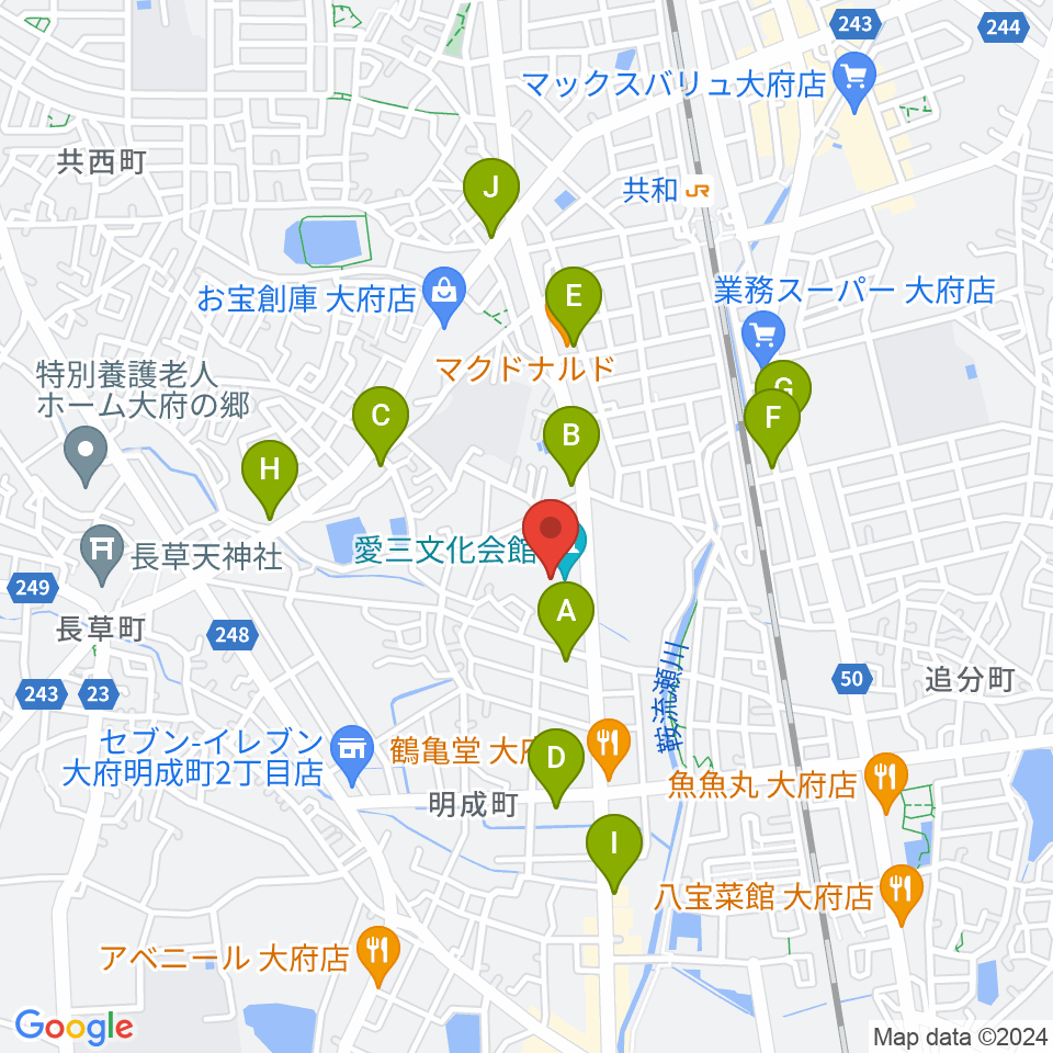 愛三文化会館周辺のカフェ一覧地図