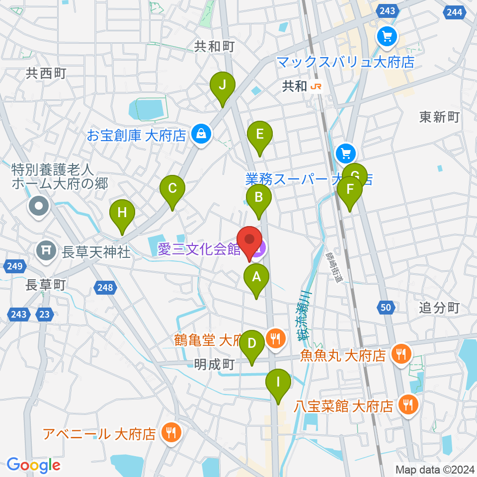 愛三文化会館周辺のカフェ一覧地図