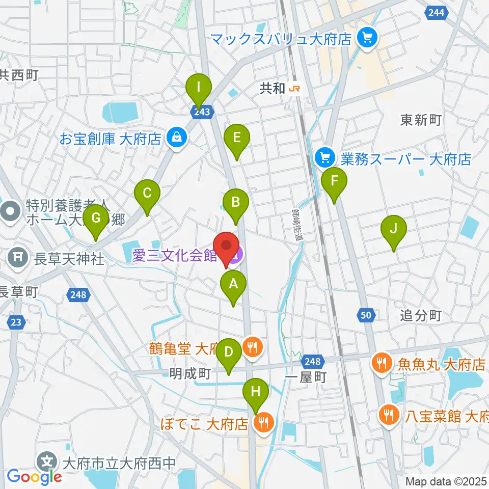 愛三文化会館周辺のカフェ一覧地図