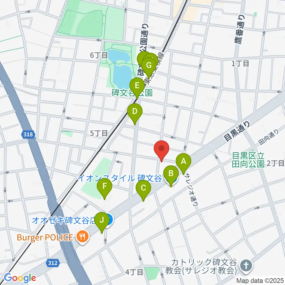 碑文谷APIA40周辺のカフェ一覧地図