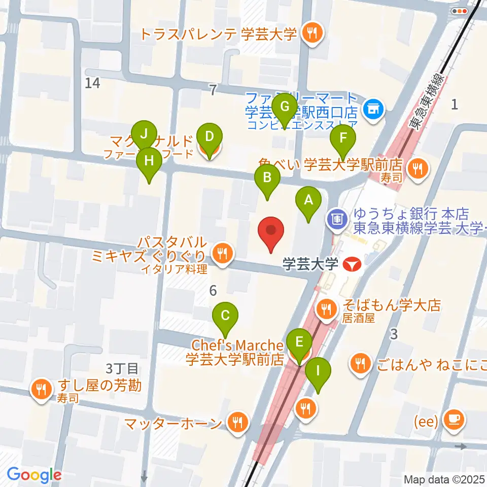 A-TRAIN周辺のカフェ一覧地図