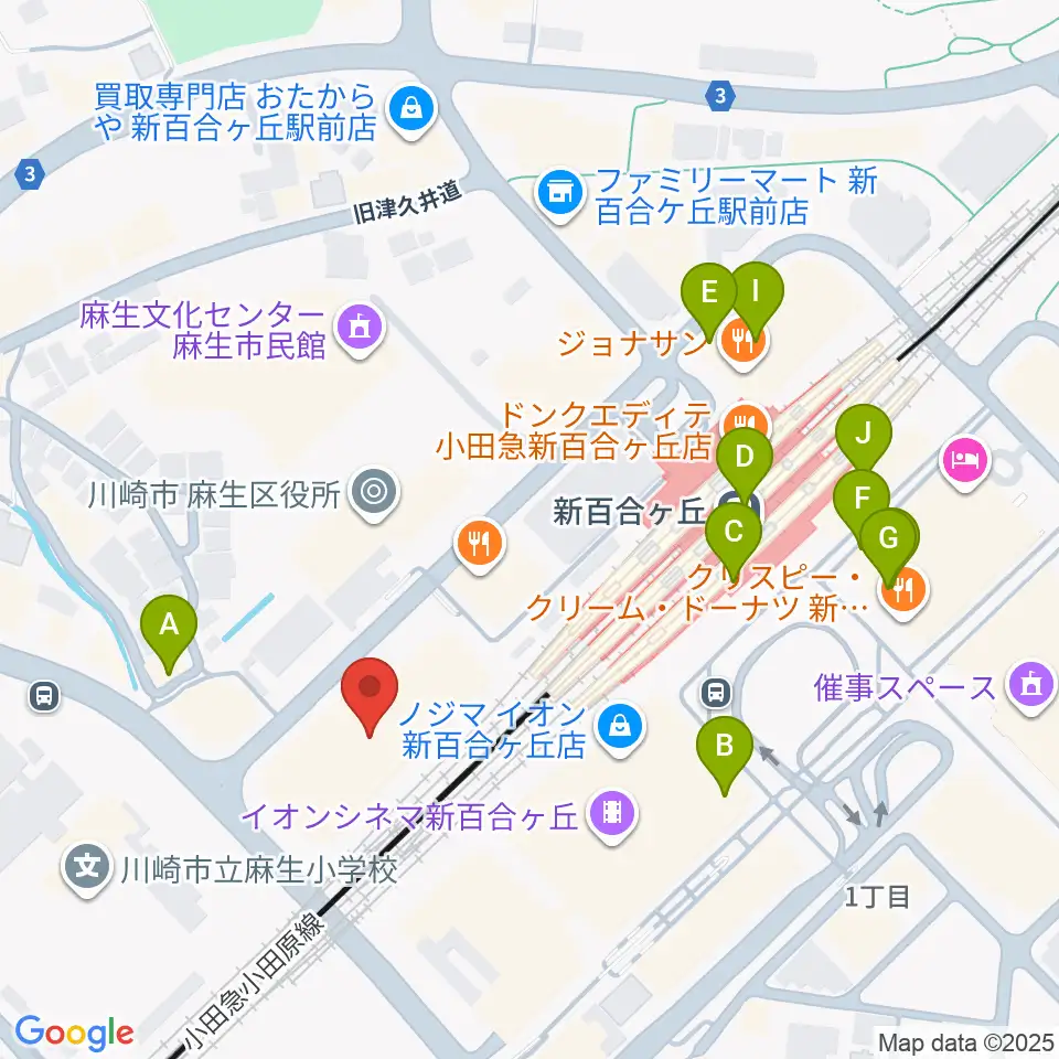新百合トウェンティワンホール周辺のカフェ一覧地図