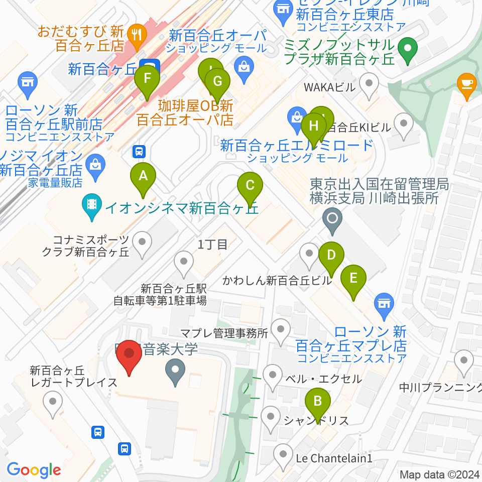 テアトロ・ジーリオ・ショウワ周辺のカフェ一覧地図
