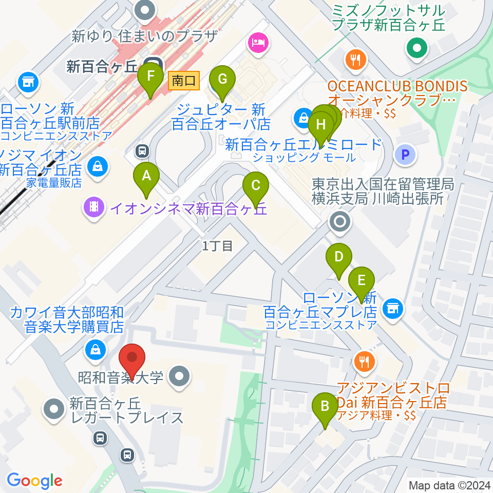 テアトロ・ジーリオ・ショウワ周辺のカフェ一覧地図