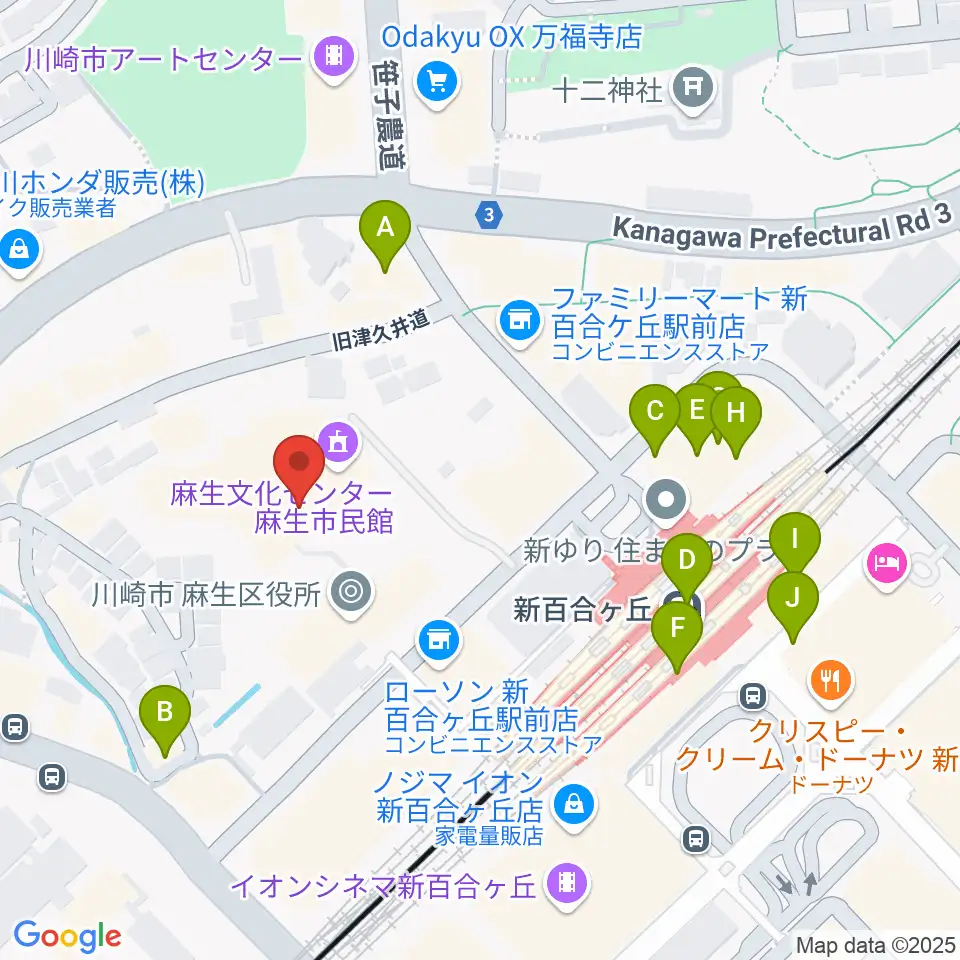 麻生市民館周辺のカフェ一覧地図