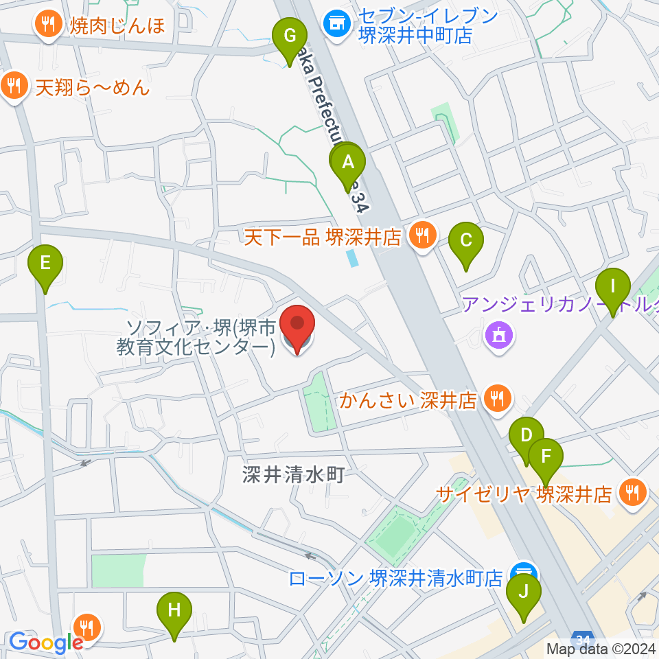 ソフィア・堺周辺のカフェ一覧地図