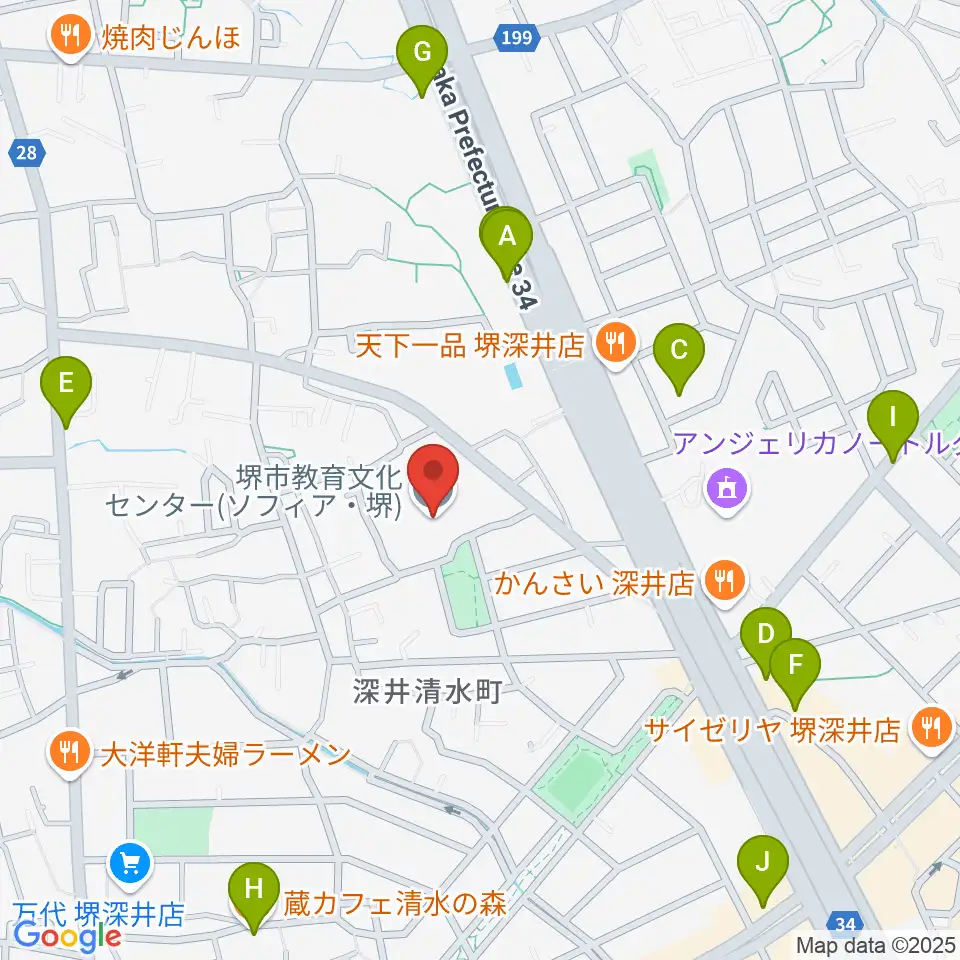 ソフィア・堺周辺のカフェ一覧地図