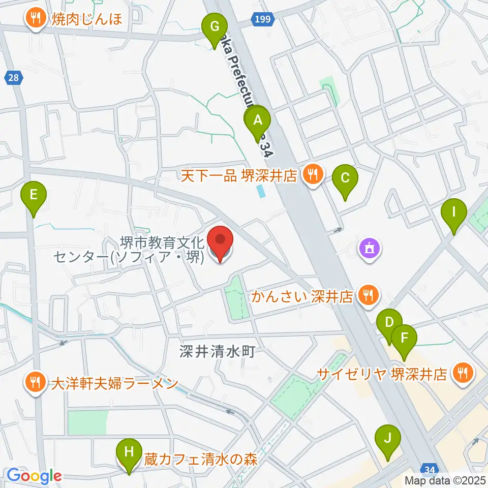ソフィア・堺周辺のカフェ一覧地図