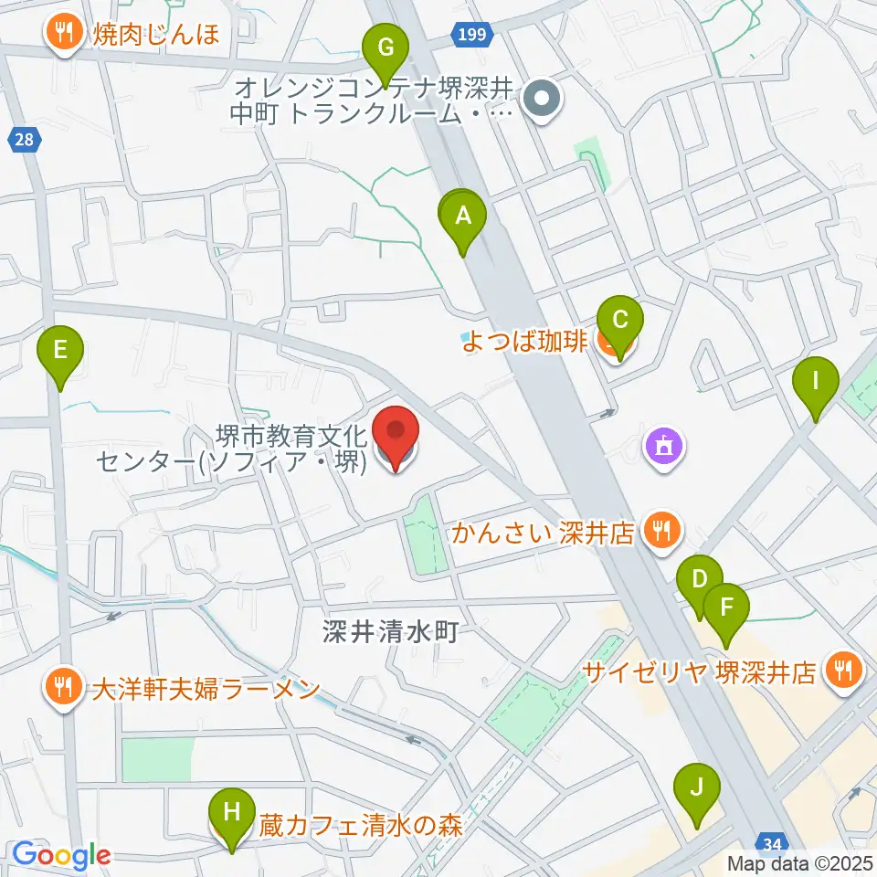 ソフィア・堺周辺のカフェ一覧地図