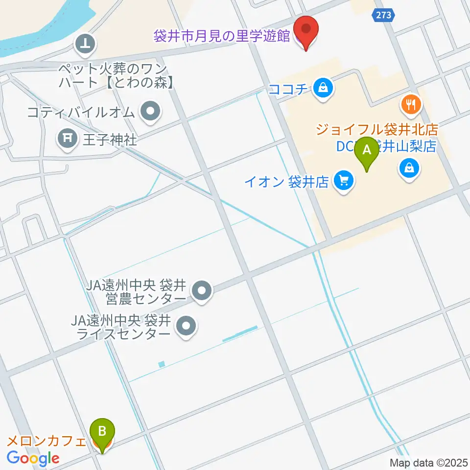 袋井市月見の里学遊館 うさぎホール周辺のカフェ一覧地図