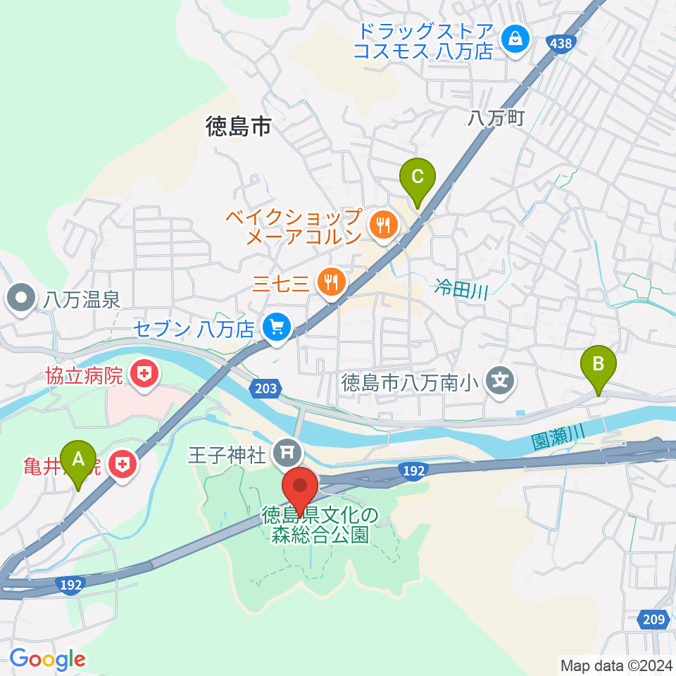 徳島県立21世紀館周辺のカフェ一覧地図