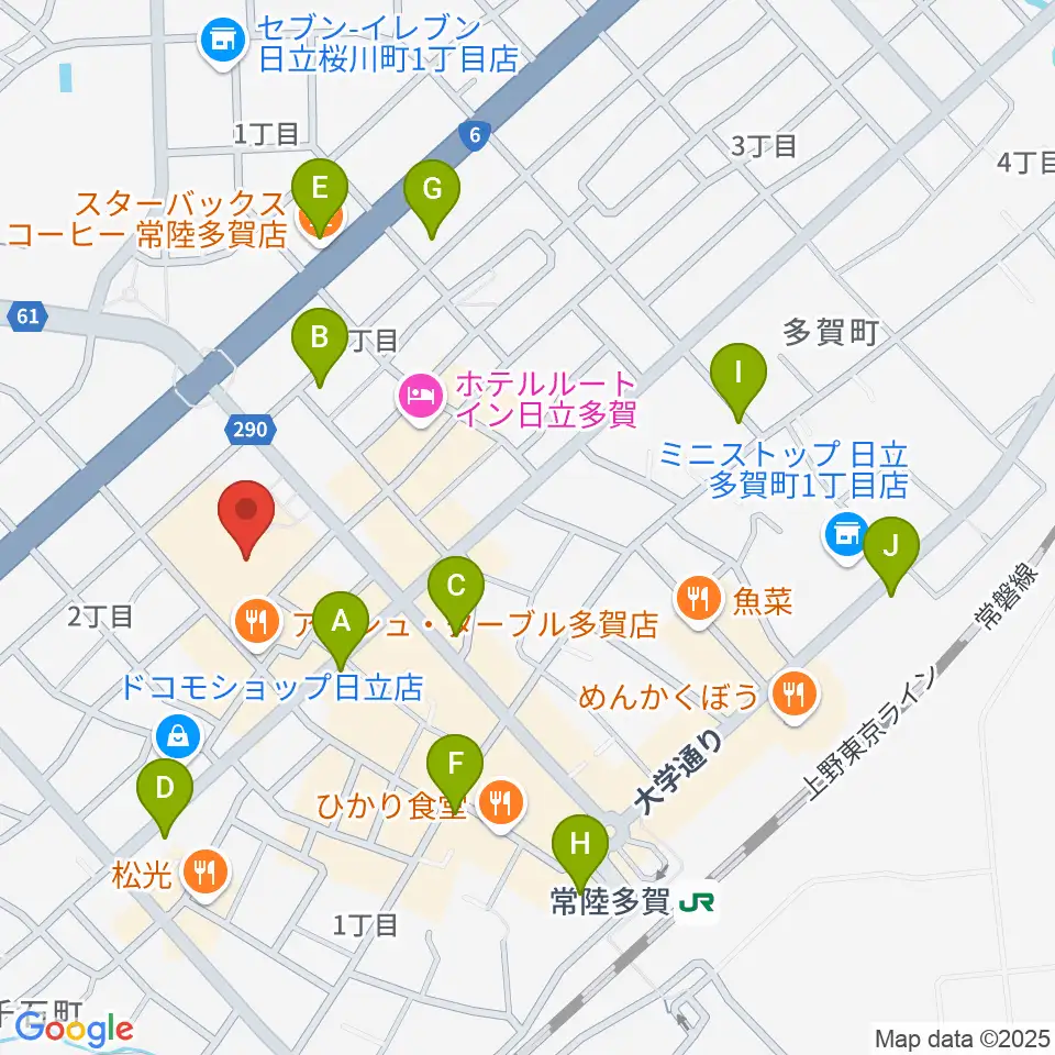 多賀市民会館周辺のカフェ一覧地図