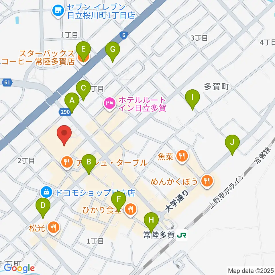 多賀市民会館周辺のカフェ一覧地図