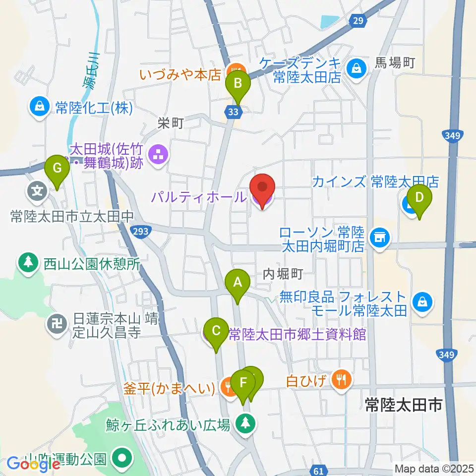 常陸太田市民交流センター パルティホール周辺のカフェ一覧地図