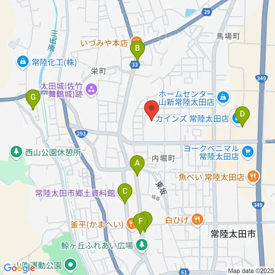 常陸太田市民交流センター パルティホール周辺のカフェ一覧地図