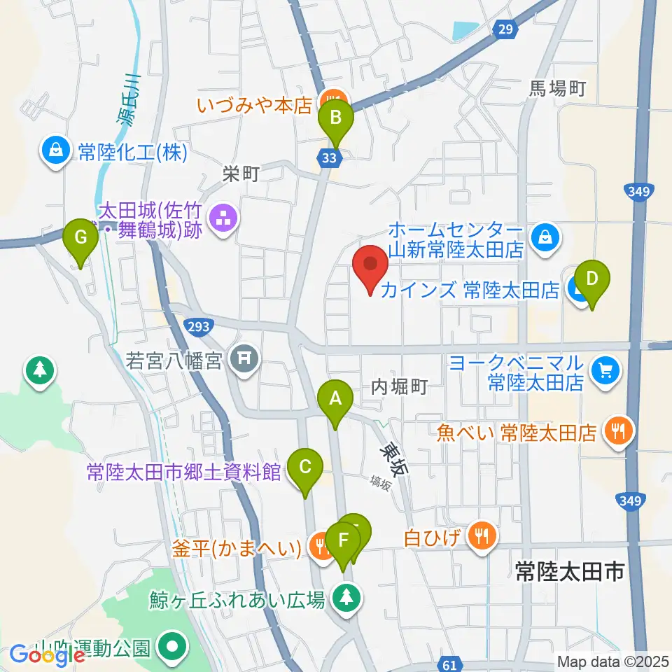 常陸太田市民交流センター パルティホール周辺のカフェ一覧地図