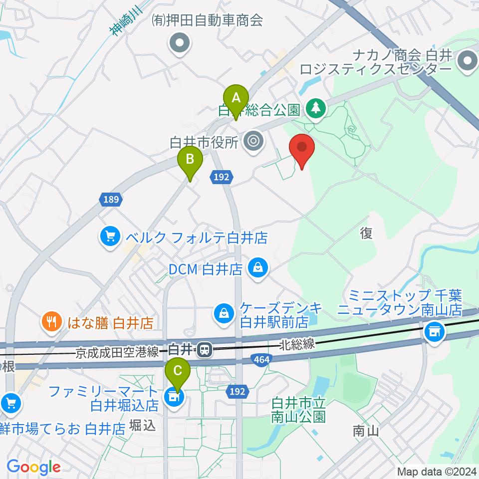 白井市文化会館周辺のカフェ一覧地図