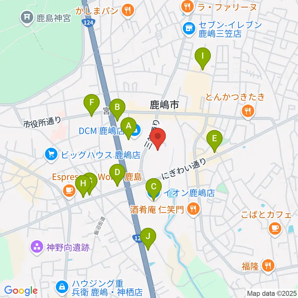 高正U&Iセンターホール周辺のカフェ一覧地図