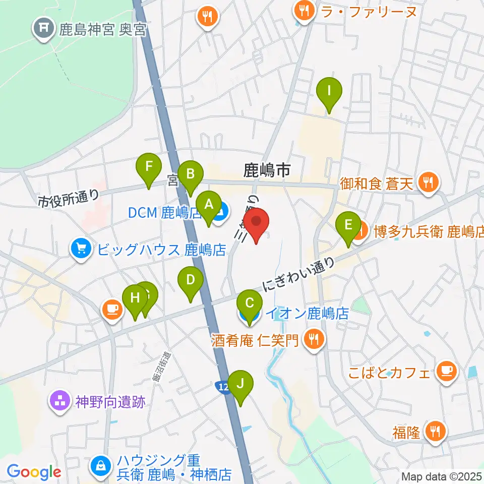 高正U&Iセンターホール周辺のカフェ一覧地図