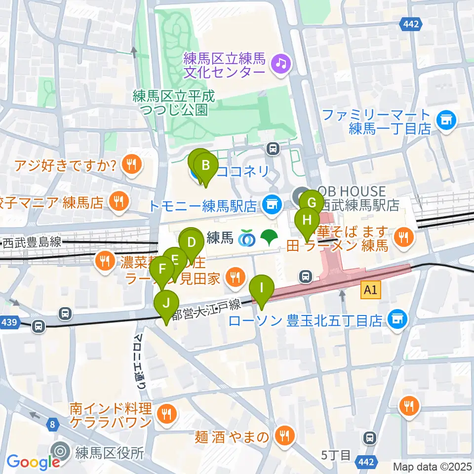 練馬区立区民・産業プラザ Coconeriホール周辺のカフェ一覧地図