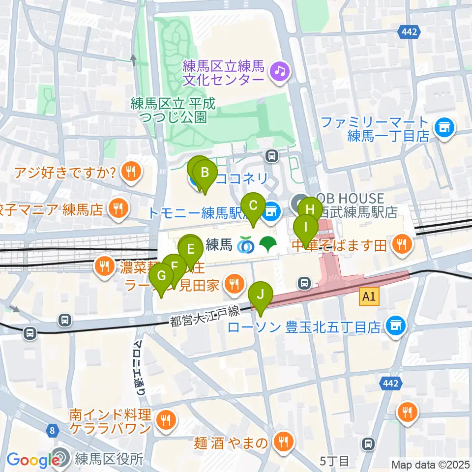 練馬区立区民・産業プラザ Coconeriホール周辺のカフェ一覧地図