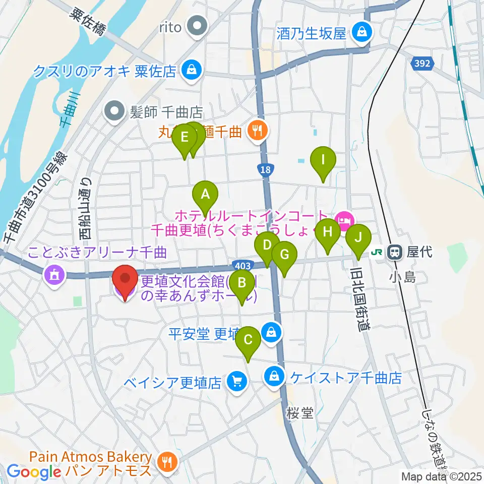 信州の幸あんずホール周辺のカフェ一覧地図