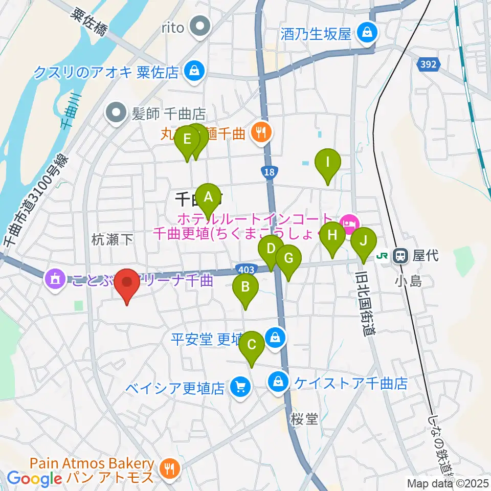 信州の幸あんずホール周辺のカフェ一覧地図