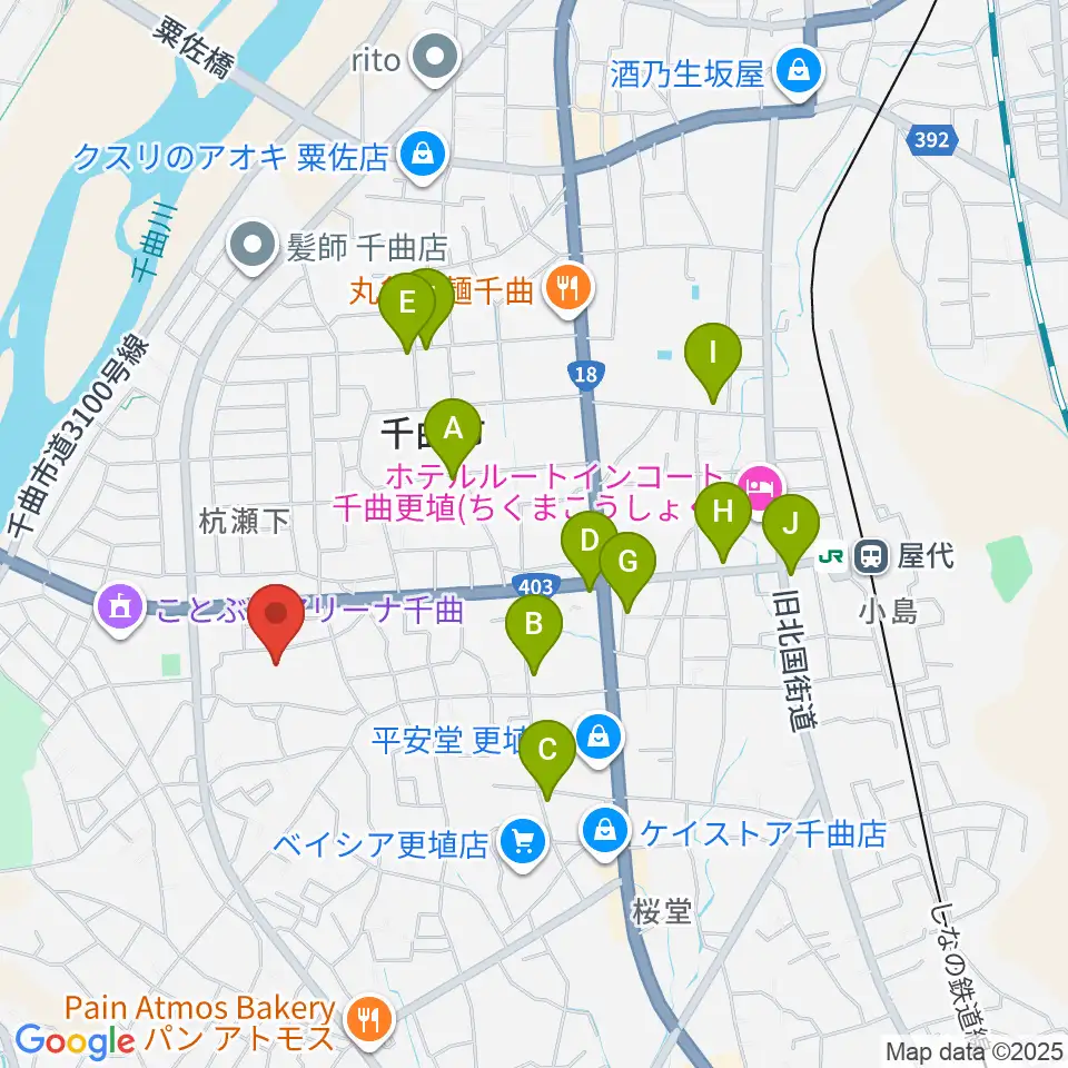 信州の幸あんずホール周辺のカフェ一覧地図