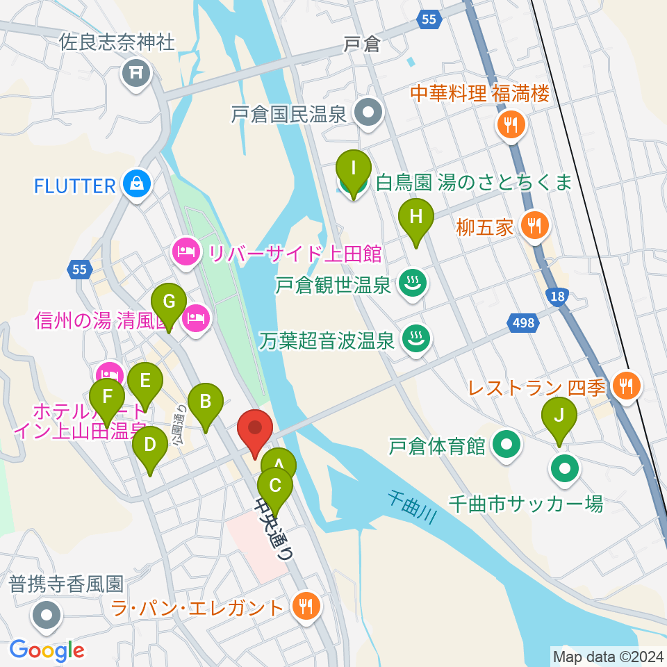 上山田文化会館周辺のカフェ一覧地図