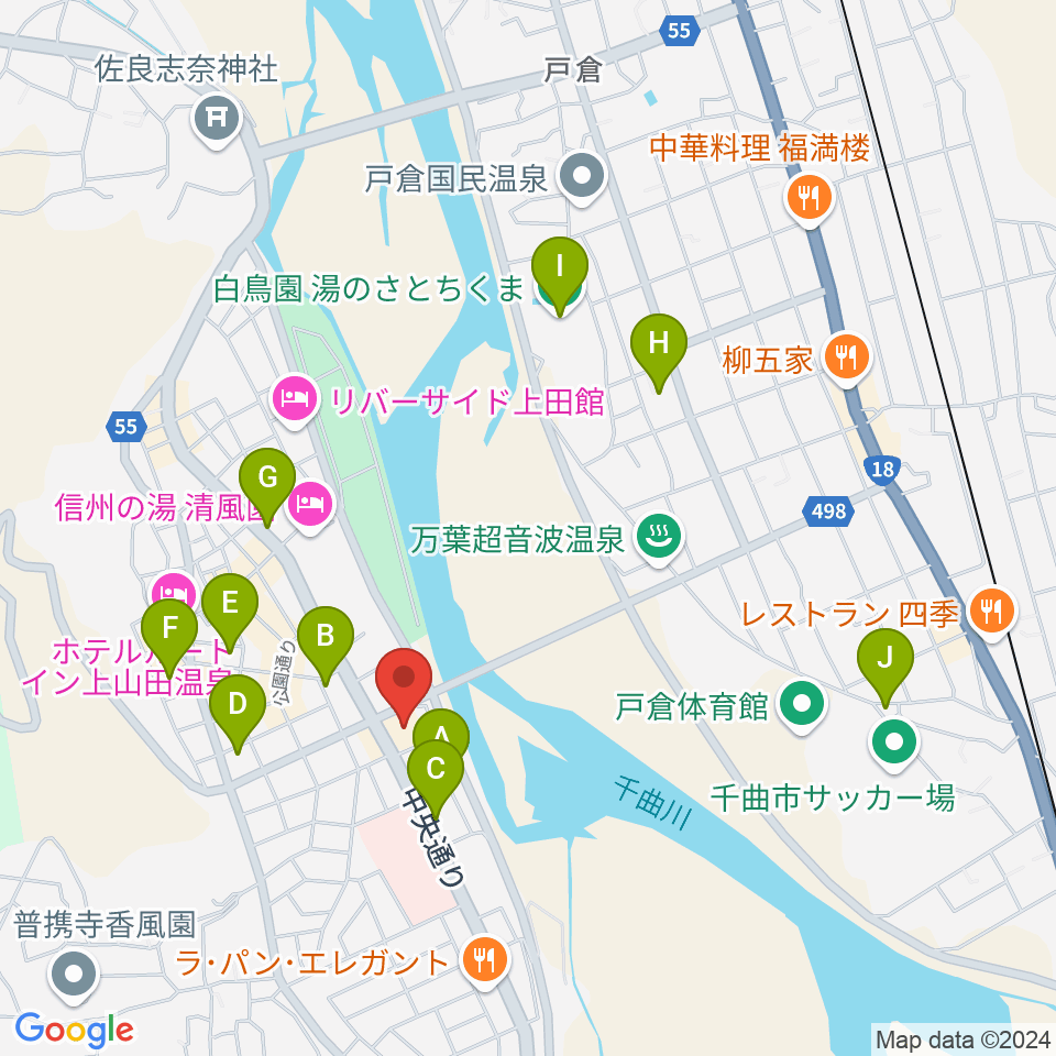 上山田文化会館周辺のカフェ一覧地図