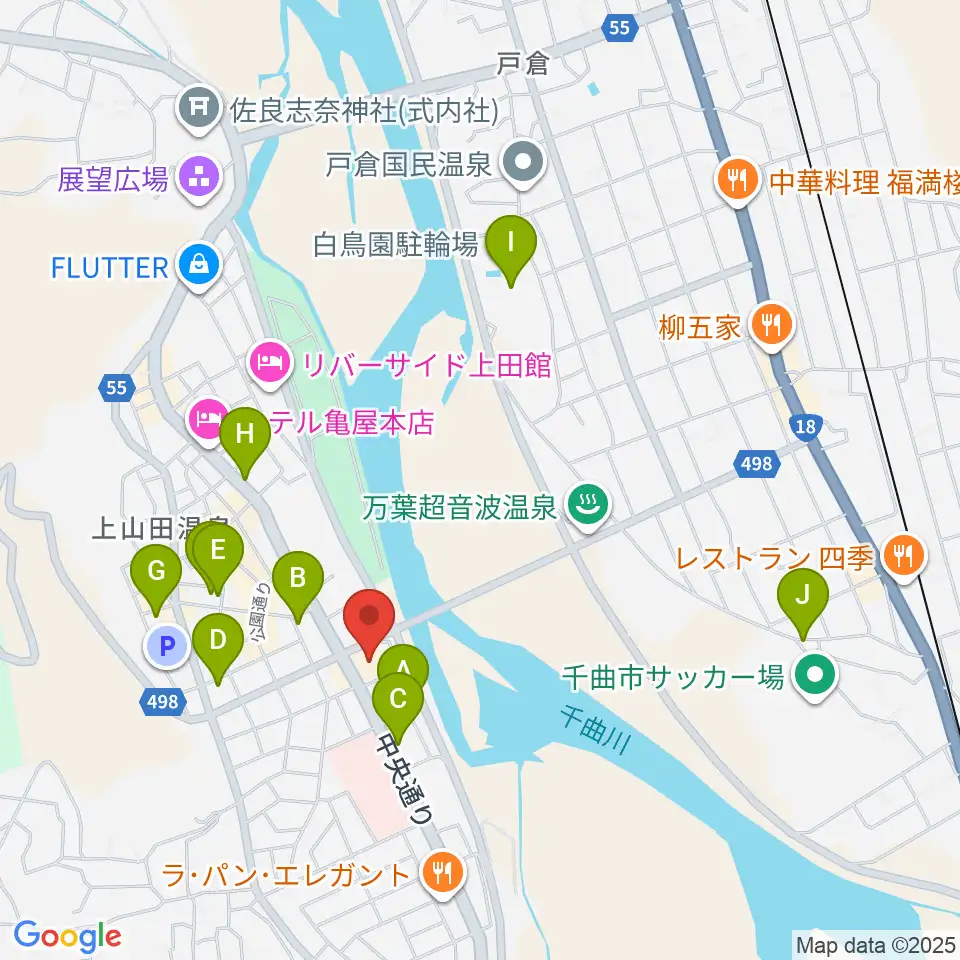 上山田文化会館周辺のカフェ一覧地図