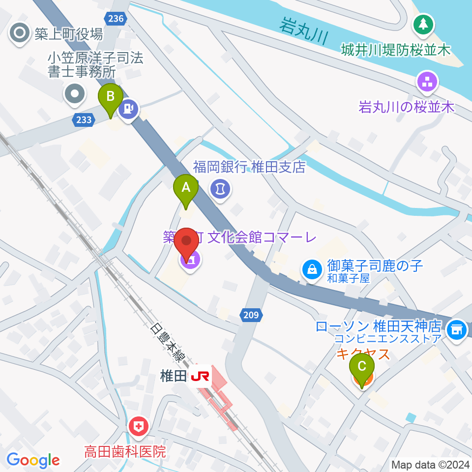 築上町文化会館コマーレ周辺のカフェ一覧地図