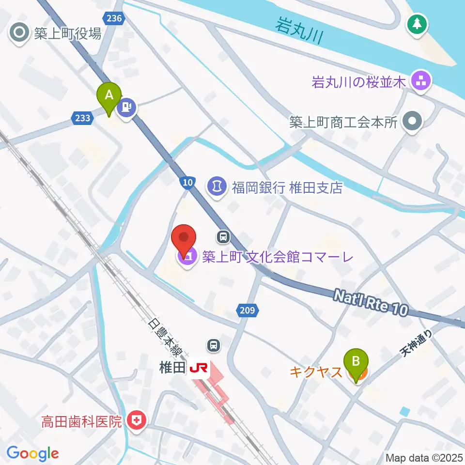 築上町文化会館コマーレ周辺のカフェ一覧地図