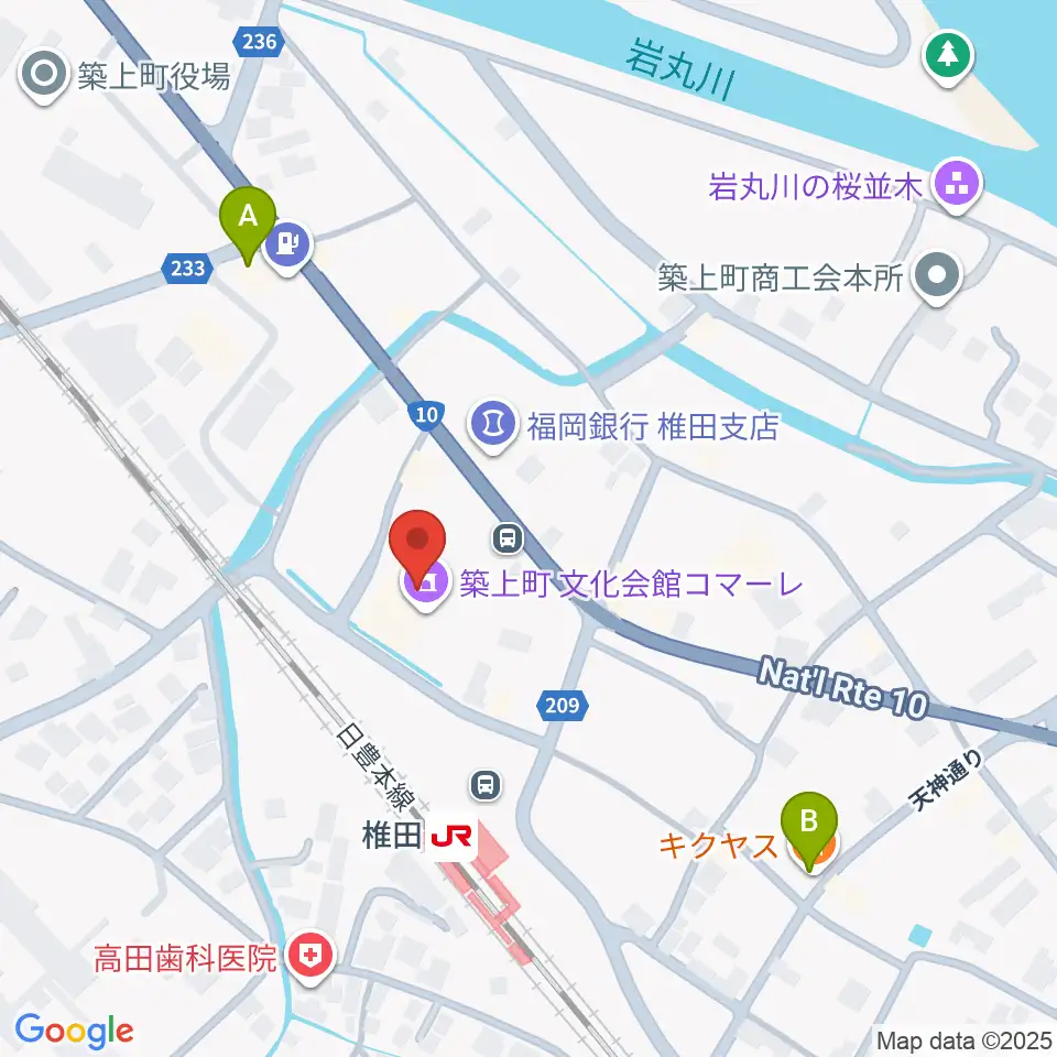 築上町文化会館コマーレ周辺のカフェ一覧地図