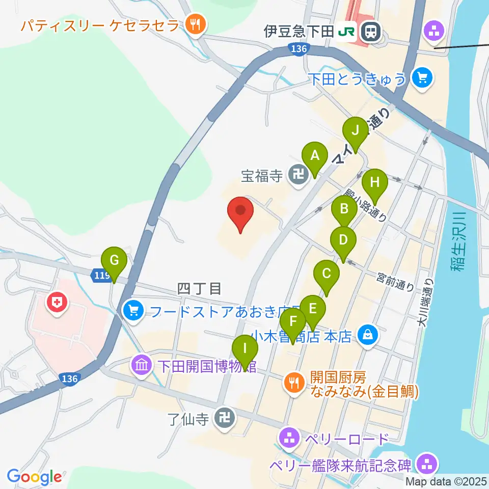 下田市民文化会館周辺のカフェ一覧地図