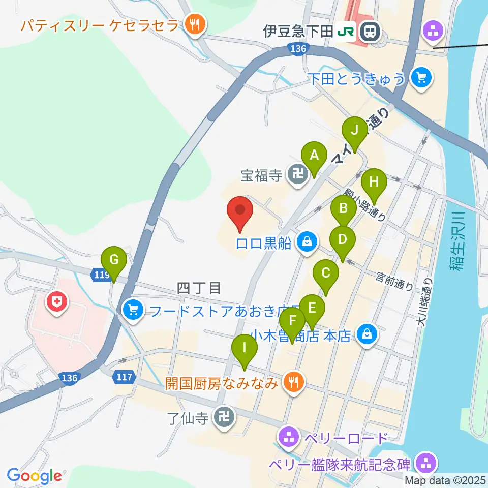 下田市民文化会館周辺のカフェ一覧地図