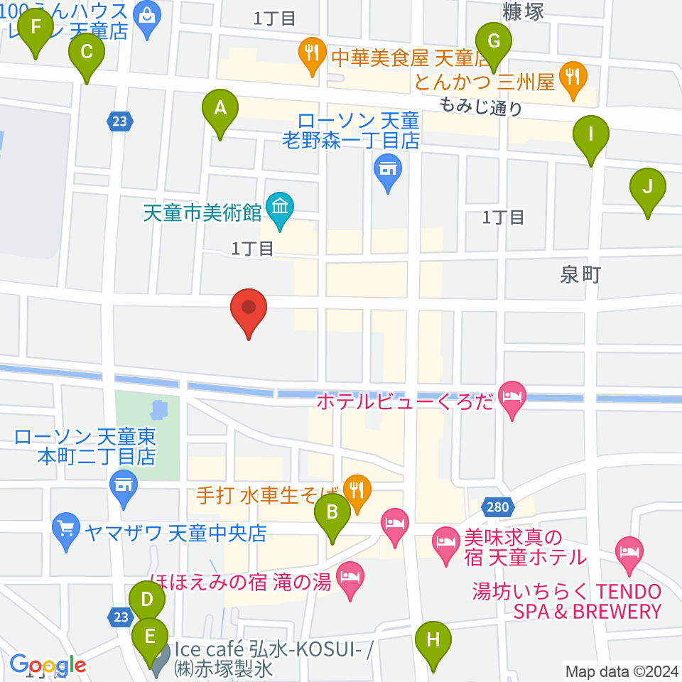 天童市市民文化会館周辺のカフェ一覧地図