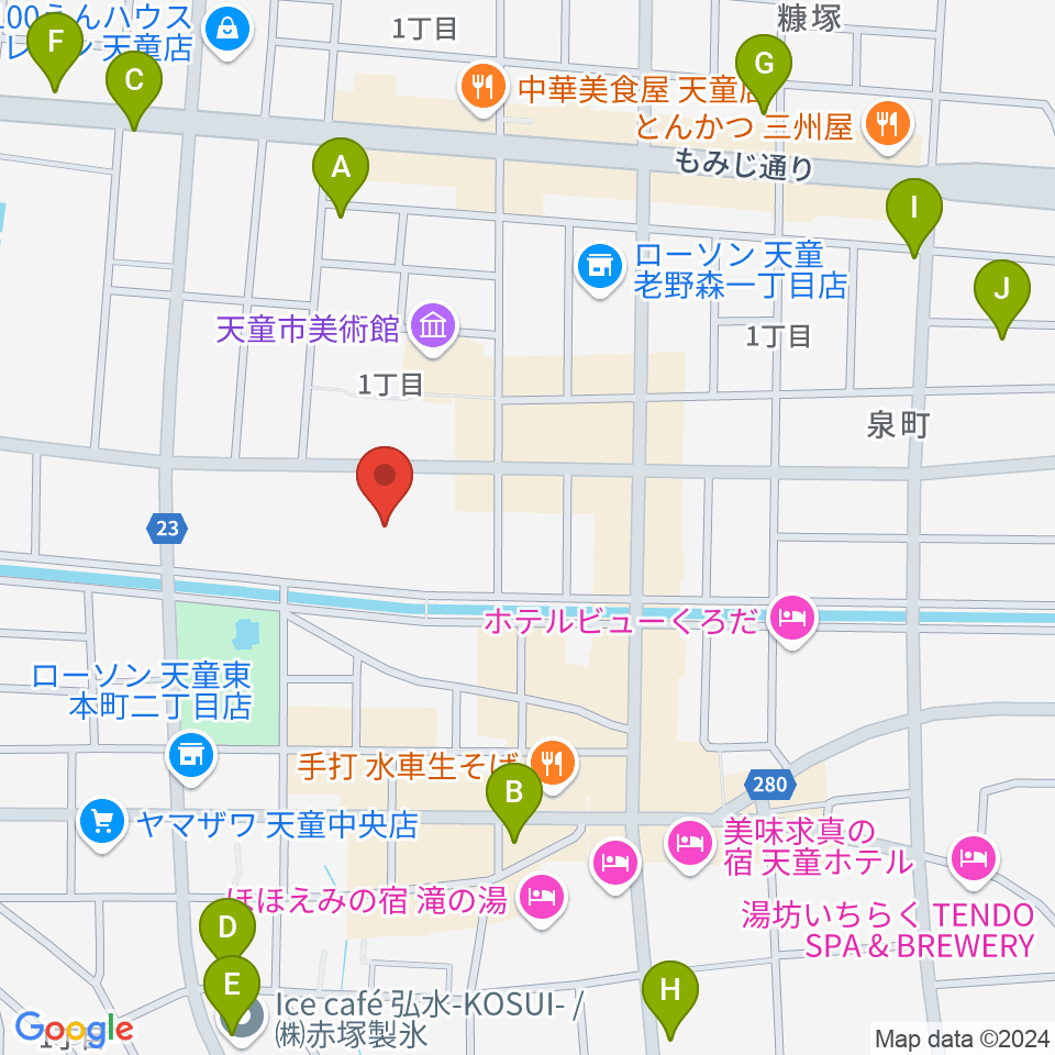 天童市市民文化会館周辺のカフェ一覧地図