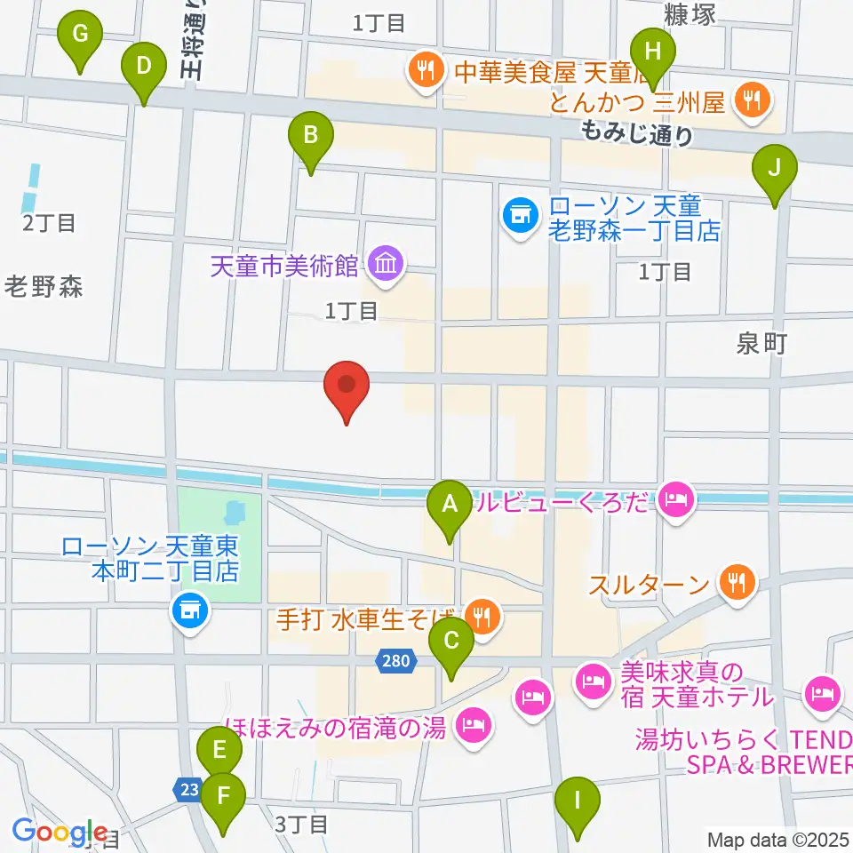 天童市市民文化会館周辺のカフェ一覧地図